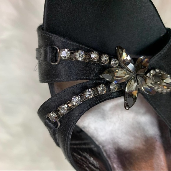 DELMAN black satin & crystal slingback heels 8 - Picture 11 of 16